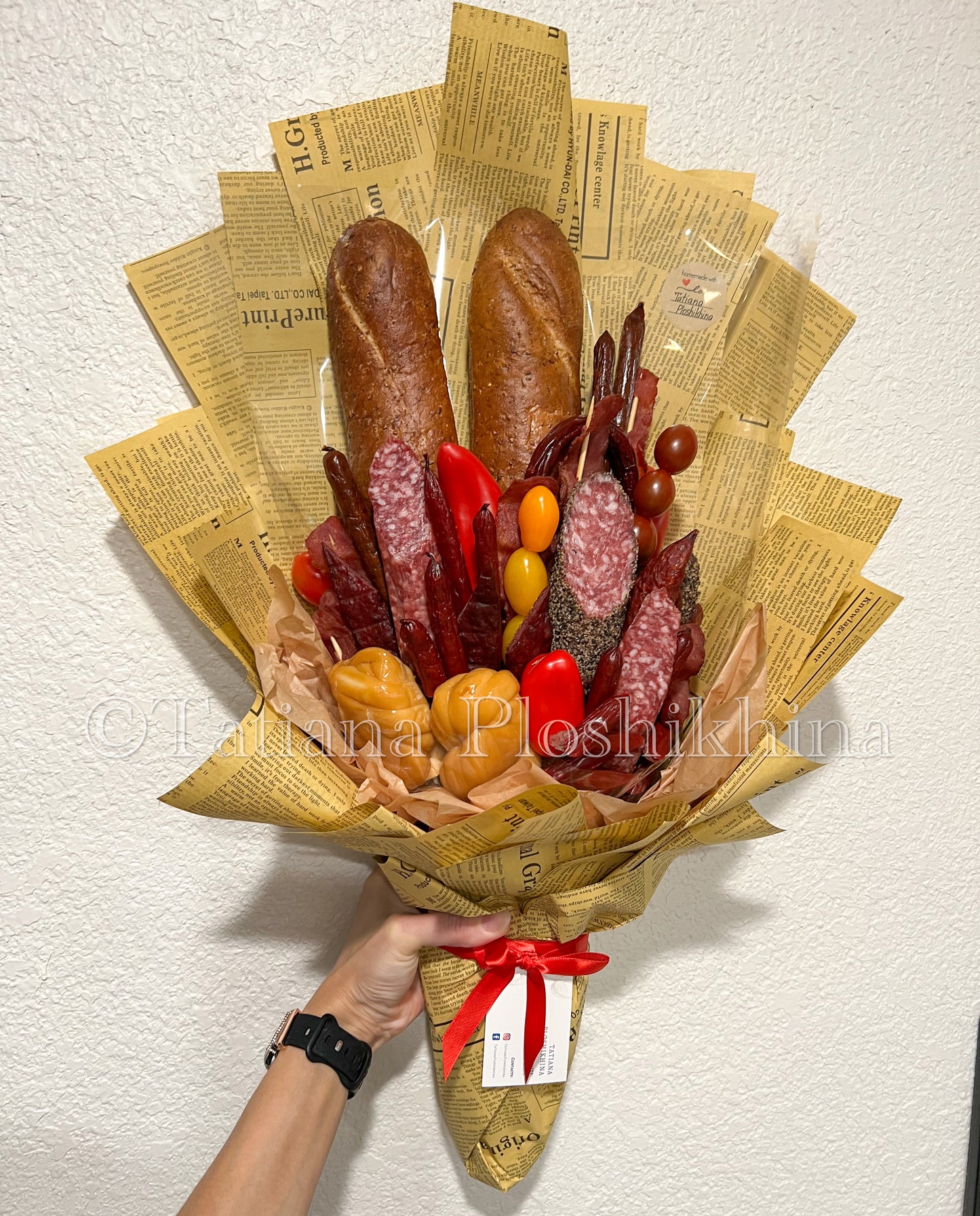 Meat and smoked cheese bouquet